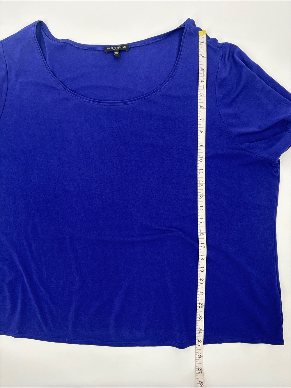 Eileen Fisher 100% Silk Scoop Neck Short Sleeve Top in Cobalt Size 2X - Picture 9 of 9
